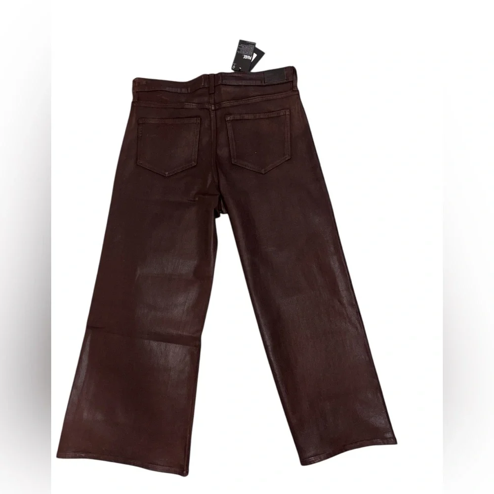 PAIGE Anessa Jeans 33 NWT Chicory Luxe Coated Ankle Flare Exposed Button Fly - Picture 4 of 13